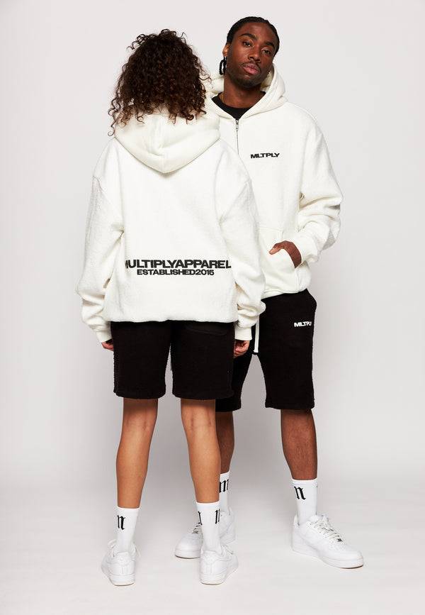 Multiply Spparel Oversize Zip Hoodie BRUSHED Off White Schlussverkauf