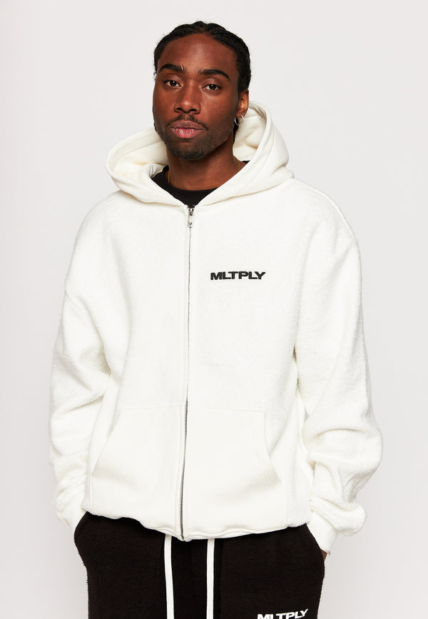 Multiply Spparel Oversize Zip Hoodie BRUSHED Off White Schlussverkauf