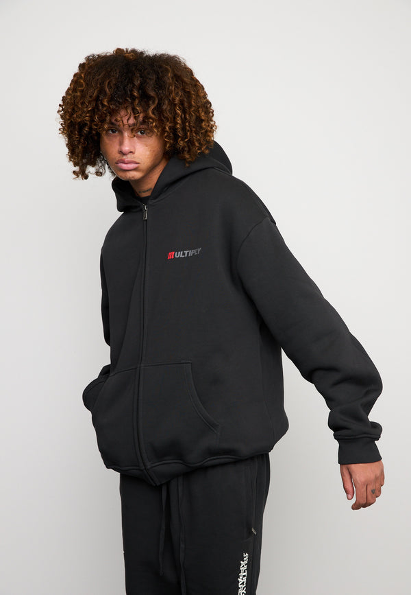 Multiply Spparel Oversize Zip Hoodie ACCUSED Black Soda Washed Limitierter Zeitrabatt