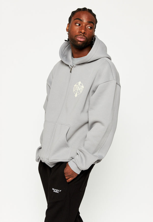Multiply Spparel Oversize Zip Hoodie FADING FAITH Ultimate Grey Fabrikpreis