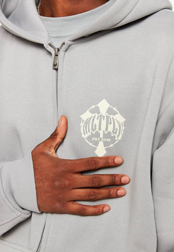 Multiply Spparel Oversize Zip Hoodie FADING FAITH Ultimate Grey Fabrikpreis