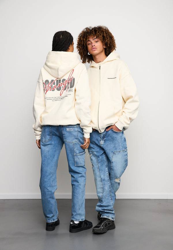 Multiply Spparel Oversize Zip Hoodie CHEATER Egret Sonderangebot
