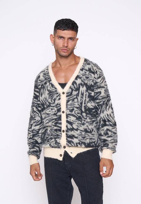 Multiply Spparel Knit Cardigan CONCRETE White Swan Großer Ausverkauf