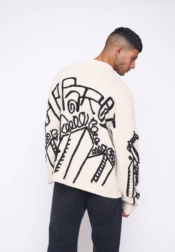 Multiply Spparel Oversize Knit Sweater DOWNTOWN White Swan Lagerräumung