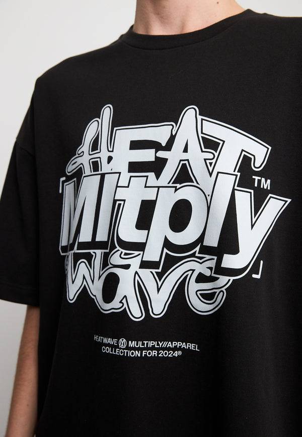 Multiply Spparel Oversize T-Shirt HEAT INDEX Black Soda Washed VIP-Rabatte