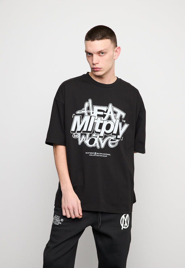 Multiply Spparel Oversize T-Shirt HEAT INDEX Black Soda Washed VIP-Rabatte