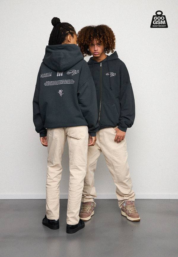 Multiply Spparel Oversize Zip Hoodie WEIGHTY Black Soda Zeitbegrenzte Promotion