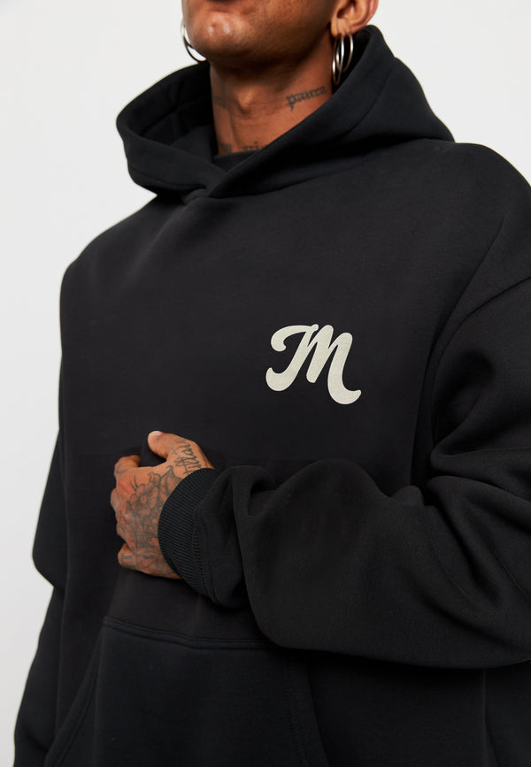 Multiply Spparel Oversize Hoodie M FLORAL 2 Black Soda Washed Nur für heute