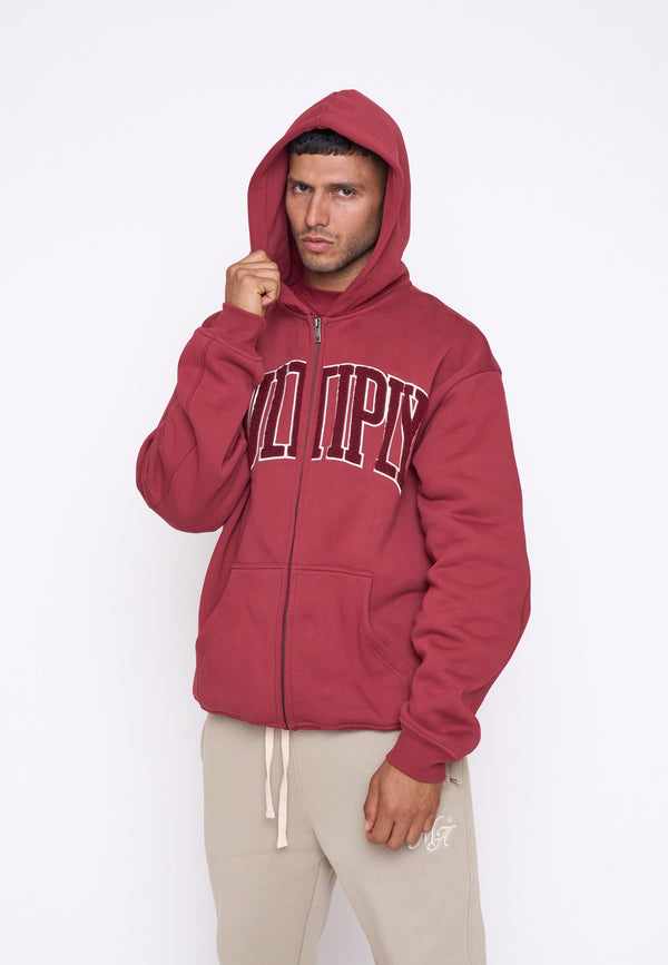 Multiply Spparel Oversize Zip Hoodie MAJOR Ruby Wine Auslauf