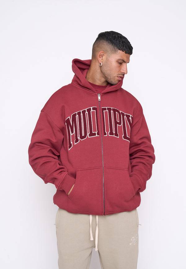 Multiply Spparel Oversize Zip Hoodie MAJOR Ruby Wine Auslauf