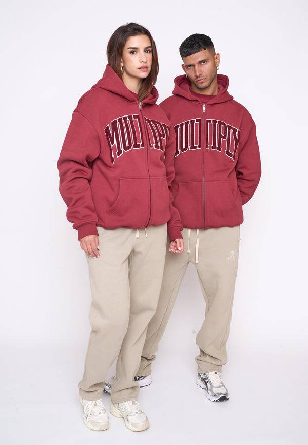 Multiply Spparel Oversize Zip Hoodie MAJOR Ruby Wine Auslauf