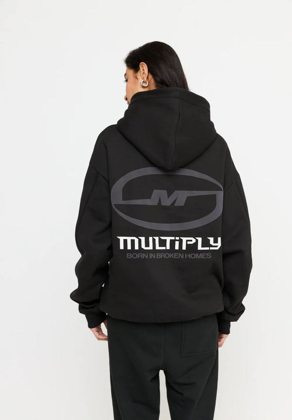 Multiply Spparel Oversize Hoodie BROKEN IDENTITY Black Soda Washed Blitzverkäufe
