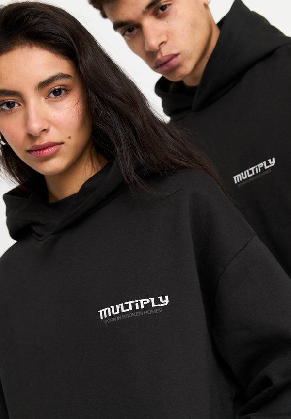 Multiply Spparel Oversize Hoodie BROKEN IDENTITY Black Soda Washed Blitzverkäufe