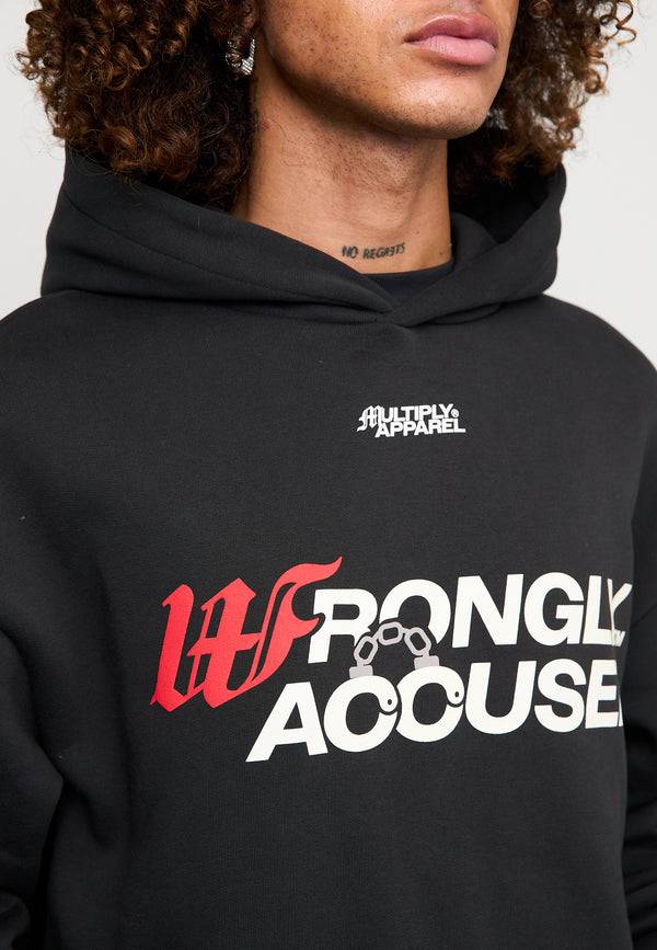 Multiply Spparel Oversize Hoodie INJUSTICE Black Soda Washed Weihnachtsangebot
