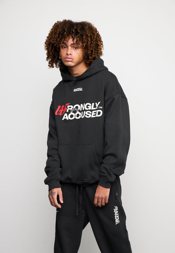 Multiply Spparel Oversize Hoodie INJUSTICE Black Soda Washed Weihnachtsangebot