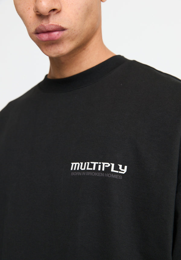 Multiply Spparel Oversize T-Shirt BROKEN IDENTITY Black Soda Washed Große Rabatte