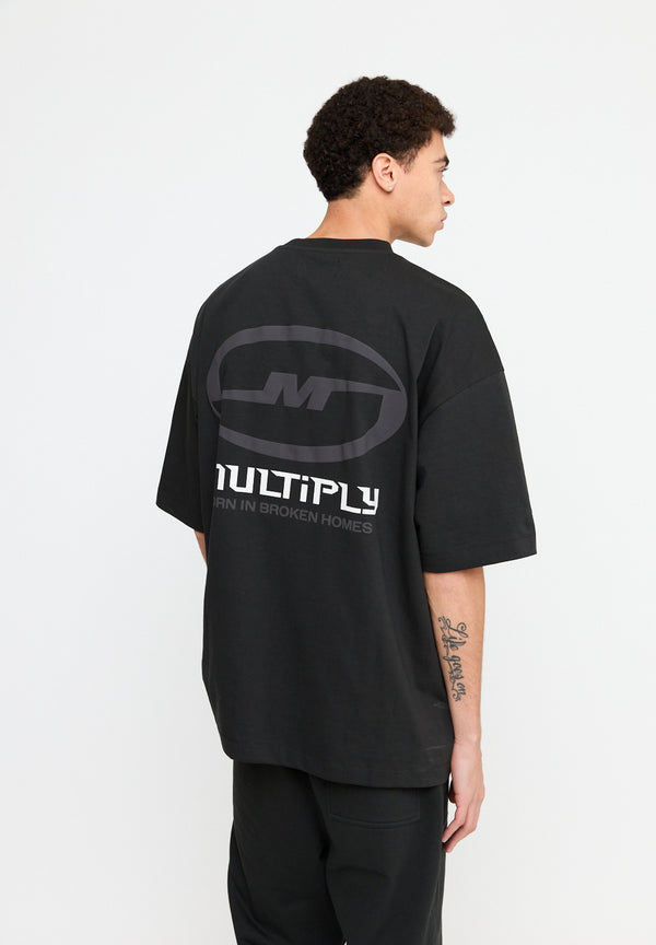 Multiply Spparel Oversize T-Shirt BROKEN IDENTITY Black Soda Washed Große Rabatte