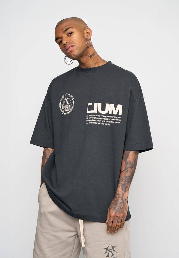 Multiply Spparel Oversize T-Shirt ROOTS Black Soda Washed Neuheiten