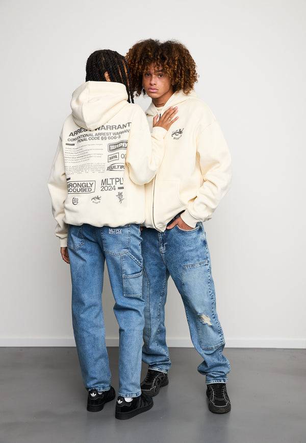 Multiply Spparel Oversize Zip Hoodie WARRANT Egret Räumungsverkauf