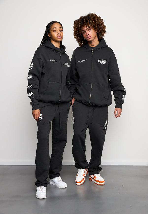 Multiply Spparel Oversize Zip Hoodie TRUTH Black Soda Washed Tägliche Deals