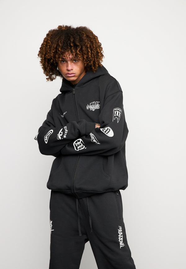 Multiply Spparel Oversize Zip Hoodie TRUTH Black Soda Washed Tägliche Deals