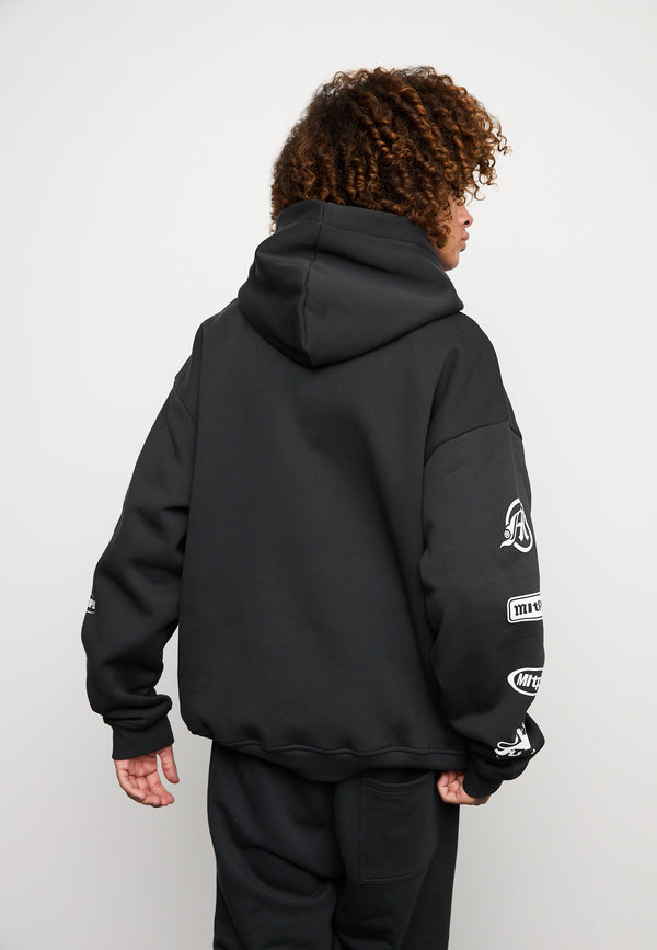Multiply Spparel Oversize Zip Hoodie TRUTH Black Soda Washed Tägliche Deals