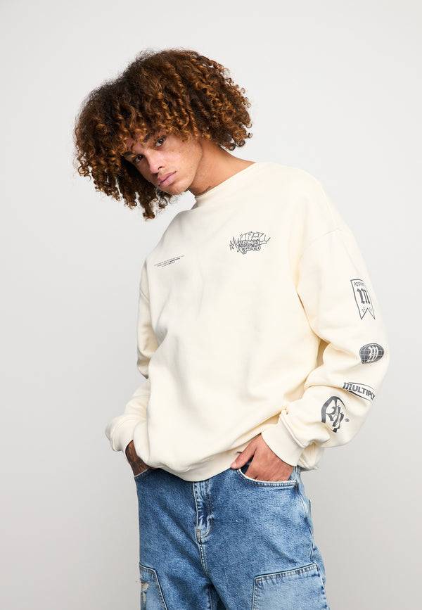 Multiply Spparel Oversize Sweatshirt TRUTH Egret VIP-Rabatte