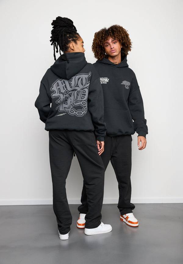 Multiply Spparel Oversize Hoodie FALSEHOOD Black Soda Washed Tiefpreis