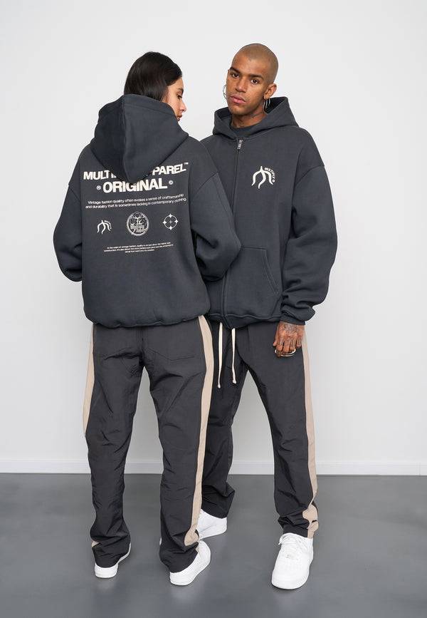 Multiply Spparel Oversize Zip Hoodie ORIGIN Black Soda Washed Letzte 2 Tage
