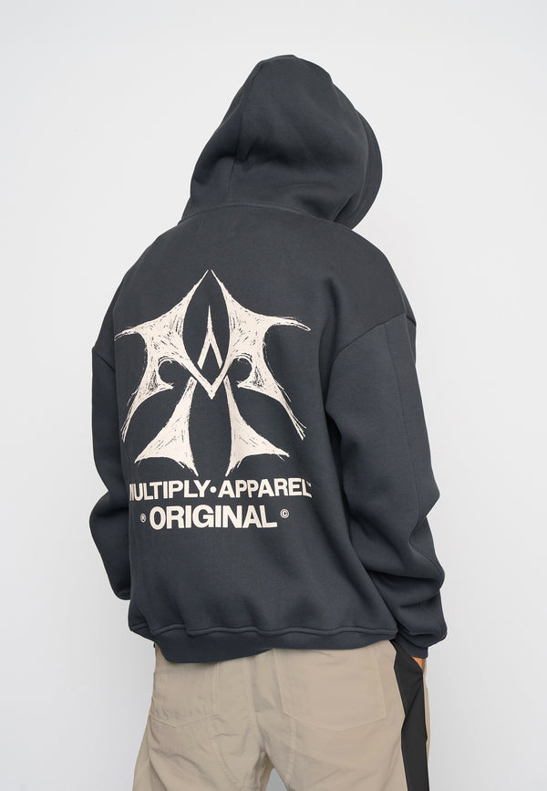 Multiply Spparel Oversize Zip Hoodie SKETCH Black Soda Washed Letzter Tag