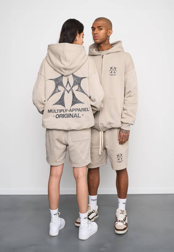 Multiply Spparel Oversize Zip Hoodie SKETCH Vintage Khaki Nur für heute