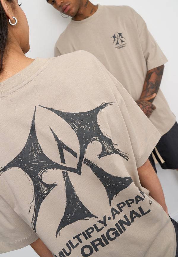 Multiply Spparel Oversize T-Shirt SKETCH Vintage Khaki Vierteljährliche Förderung