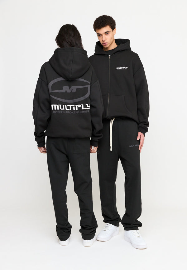 Multiply Spparel Oversize Zip Hoodie BROKEN IDENTITY Black Soda Washed Nur noch ein Tag übrig