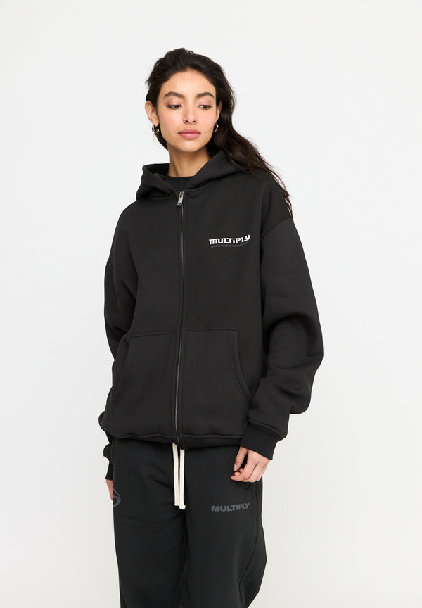 Multiply Spparel Oversize Zip Hoodie BROKEN IDENTITY Black Soda Washed Nur noch ein Tag übrig