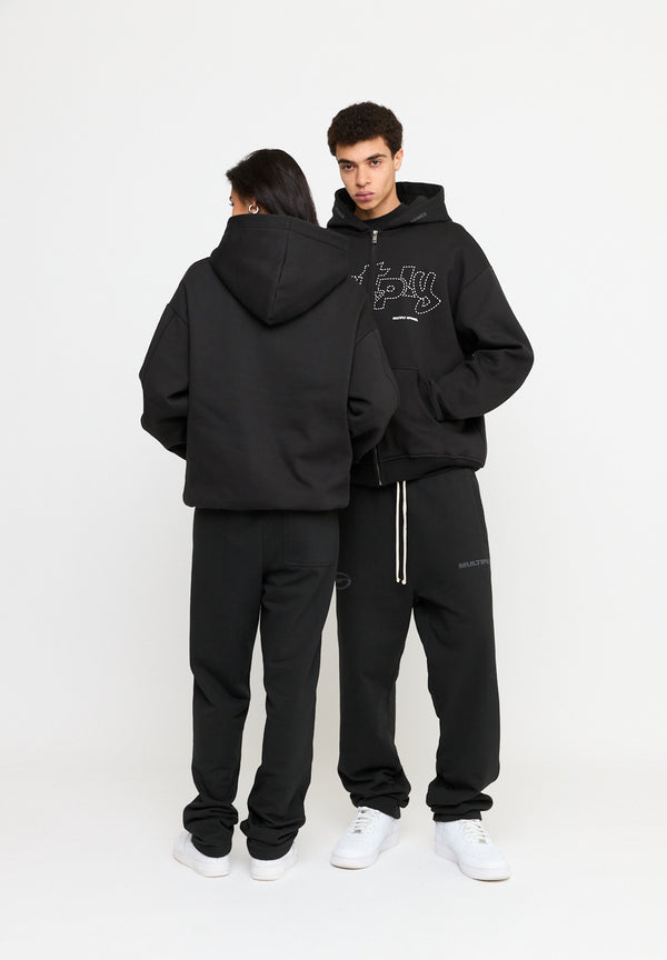 Multiply Spparel Oversize Zip Hoodie LONELINESS Black Soda Washed Super Rabatt