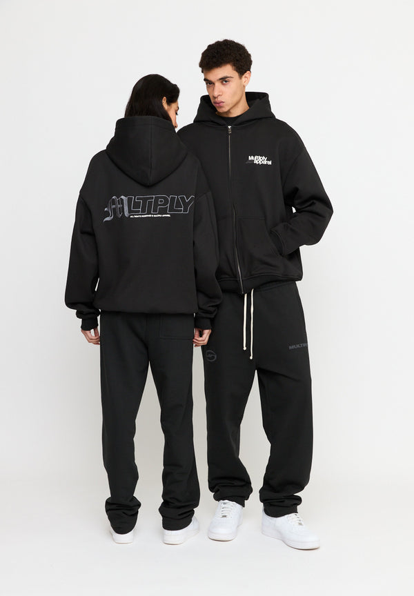 Multiply Spparel Oversize Zip Hoodie IMPACT Black Soda Washed Riesige Rabatte