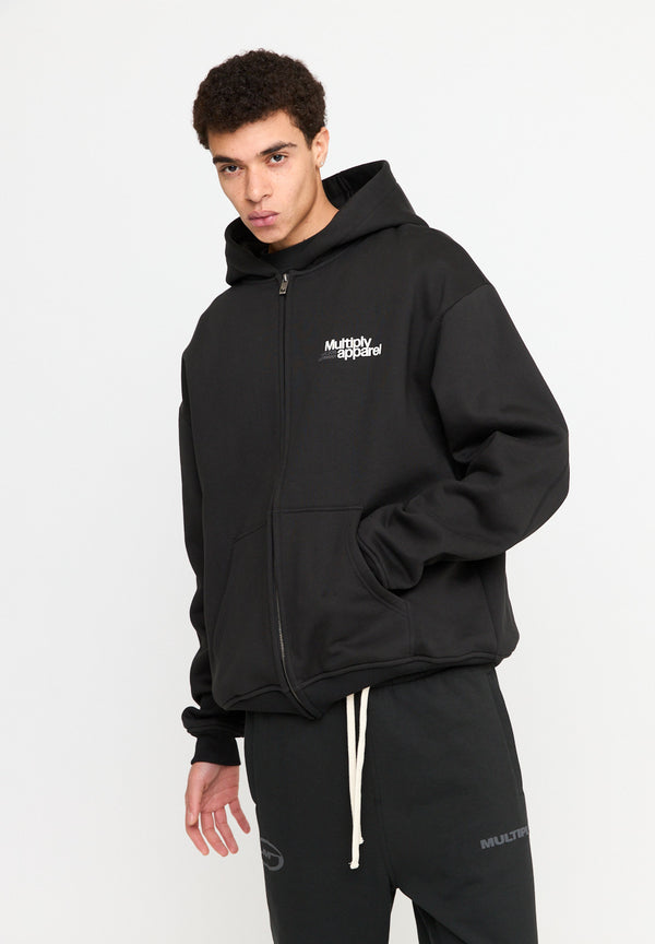 Multiply Spparel Oversize Zip Hoodie IMPACT Black Soda Washed Riesige Rabatte