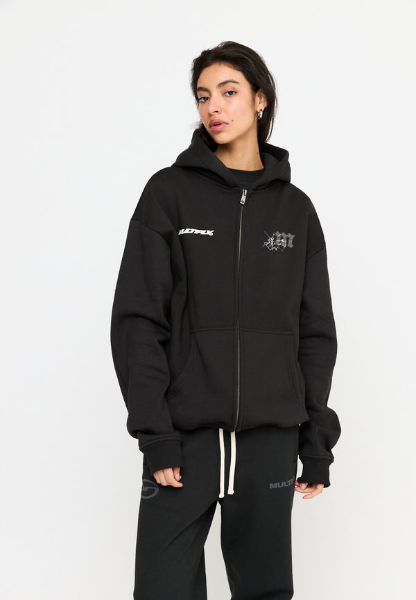 Multiply Spparel Oversize Zip Hoodie CUSTODY Black Soda Washed 50% Rabatt mit kostenlosem Versand