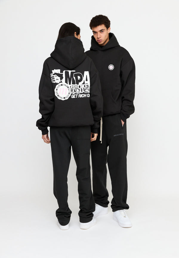 Multiply Spparel Oversize Hoodie SEPARATION Black Soda Washed Clearance-Verkauf