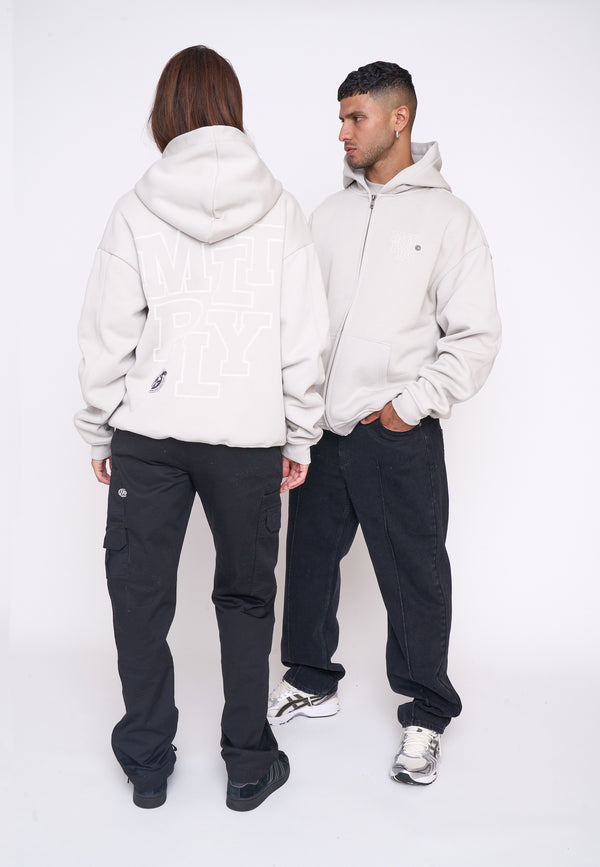 Multiply Spparel Oversize Zip Hoodie LIBRARY Dove Im Verkauf