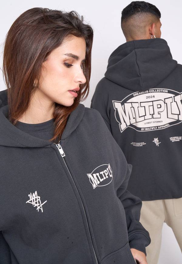 Multiply Spparel Oversize Zip Hoodie STREET Black Soda zollfrei