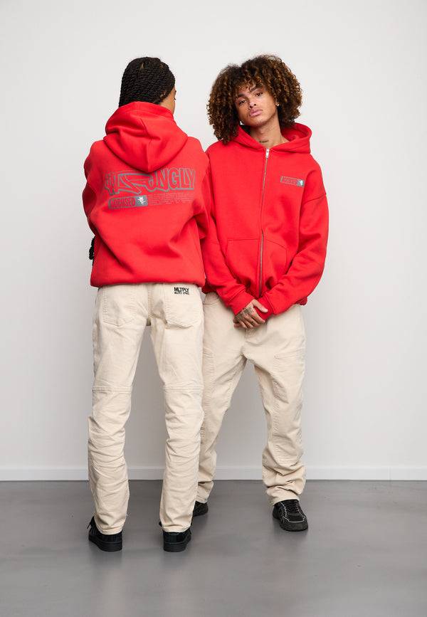 Multiply Spparel Oversize Zip Hoodie PAROLE Flame Scarlet Kostenloser Versand