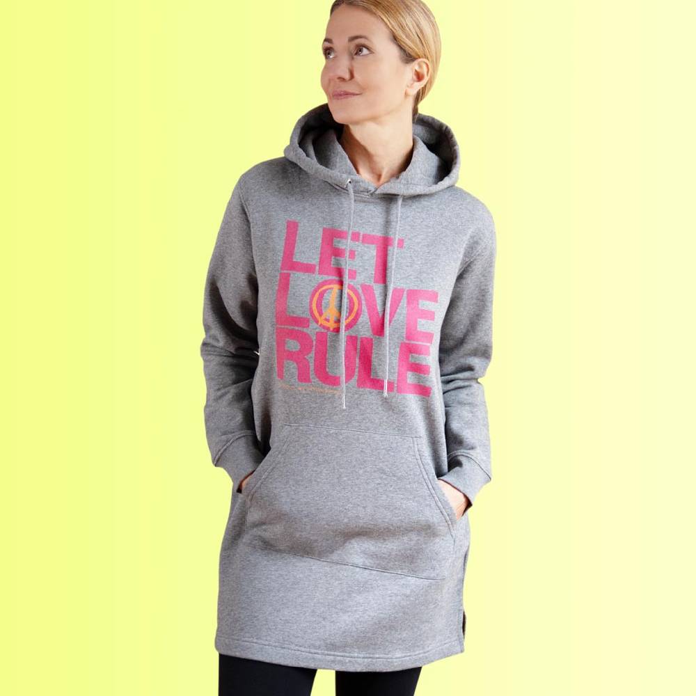 Natural Born Yogi Let Love Rule pink – Sweatshirt Hoodie-Kleid Sonderangebote