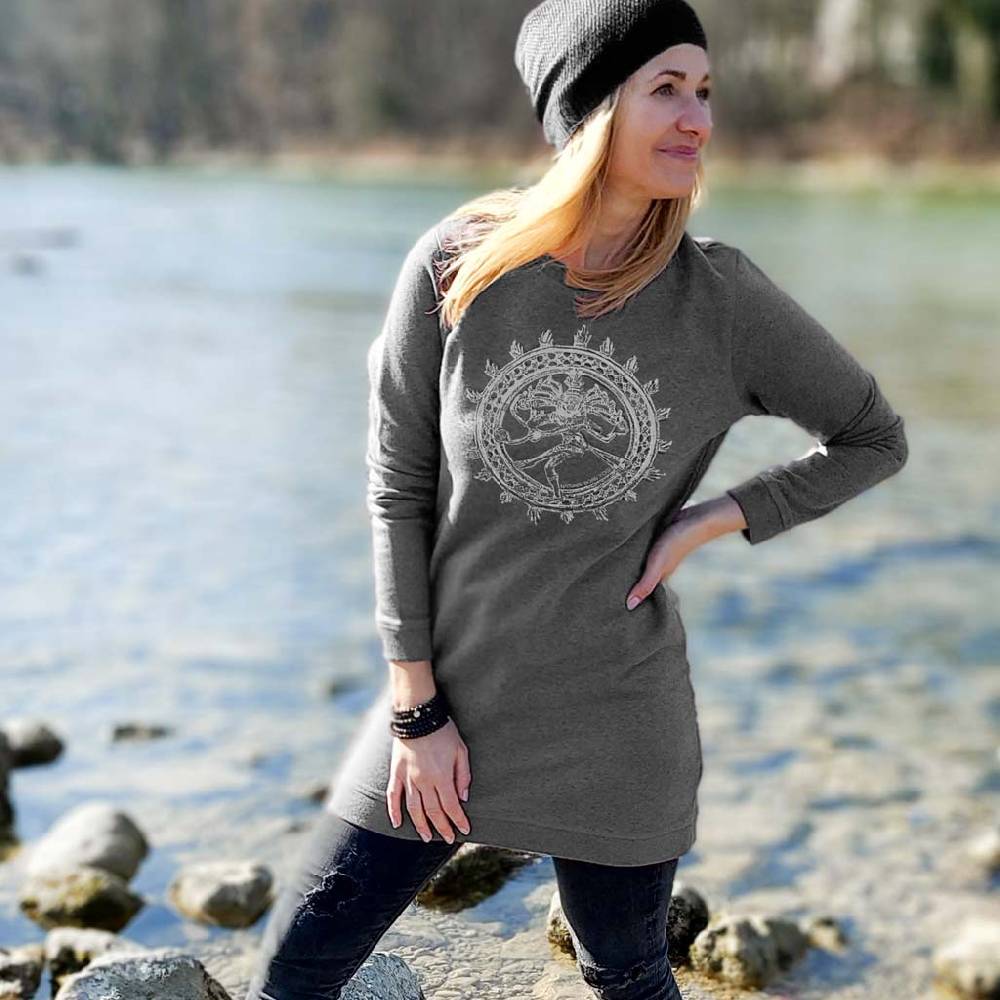Natural Born Yogi Shiva Fever – Sweatshirt Kleid grau Begrenzte Freigabe