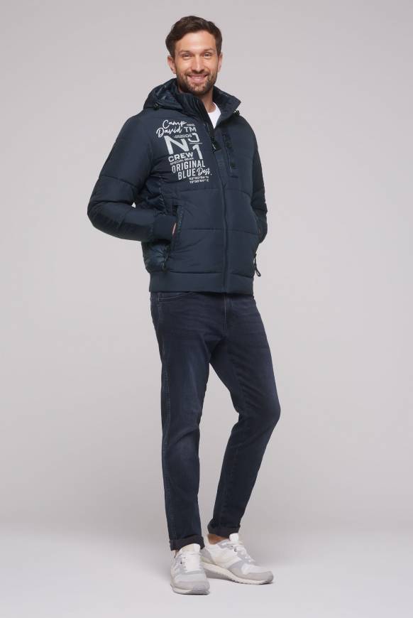 Soccx Steppjacke im Materialmix mit abtrennbarer Kapuze blue navy Neueste Stile