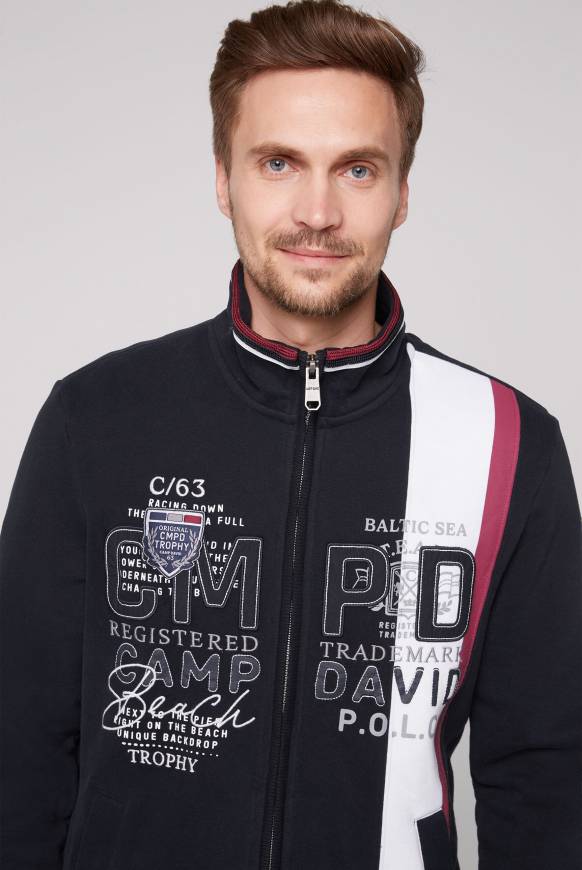 Soccx Sweatjacke mit Color-Blocking und Artworks blue navy Super Rabatt