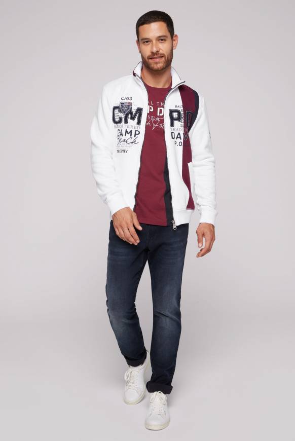 Soccx Sweatjacke mit Color-Blocking und Artworks opticwhite Riesige Rabatte