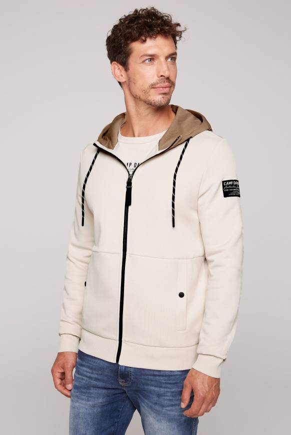 Soccx Sweatjacke aus Interlock mit Kapuze ecru zollfrei