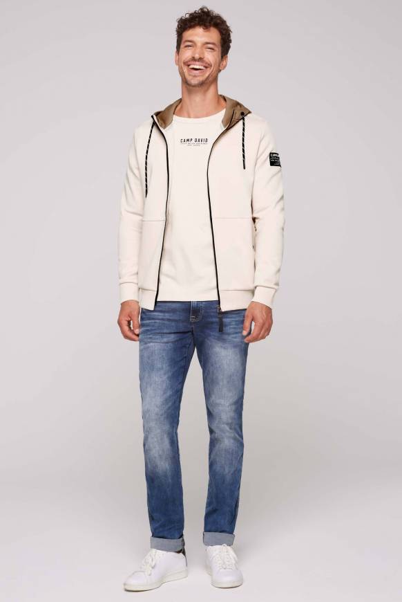 Soccx Sweatjacke aus Interlock mit Kapuze ecru zollfrei