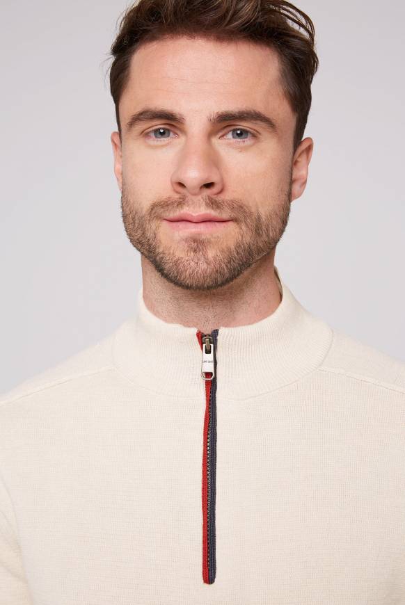 Soccx Troyer-Pullover mit Zipper-Detail ecru Outlet
